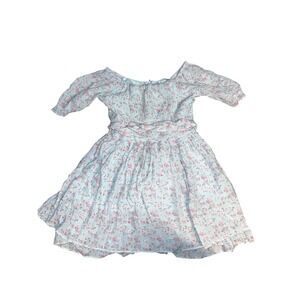 Rare Edition Girls Blue Pink Floral Puff Sleeve Romper‎ Dress Size 12 E437075